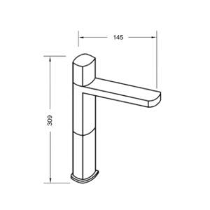 Medidas monomando lavabo alto Oval