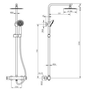 Dimensiones-L122344-Columna-termostatica-Round-ecobioebro