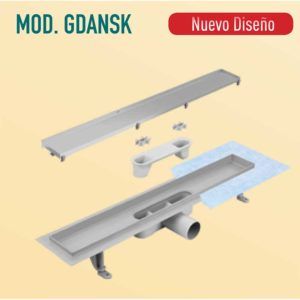 KIT CANALETA + REJILLA EN ACERO INOX 900 mm (MOD. GDANSK)