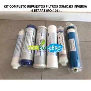 KIT COMPLETO REPUESTOS FILTROS OSMOSIS INVERSA 6 ETAPAS (RO-106) ecobioebro